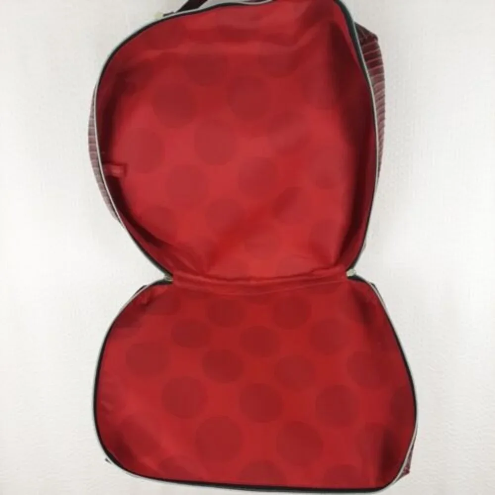 Estee lauder Women Red Leather Handbag Bag Cosmetic Bag Animal Print Zip